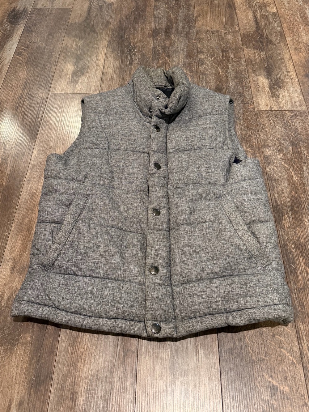 Banana Republic Heather Gray/Blue Quilted Down Vest